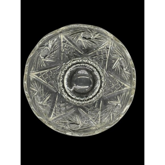 Vtg Crystal Clear Industries Pinwheel Star Hand Cut Lead Crystal Serving Bowl 7. - Picture 2 of 10
